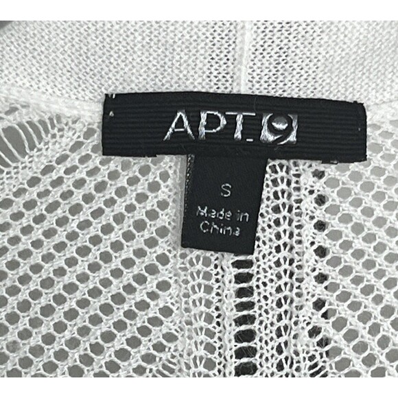 Apt‎ 9 Cardigan Sweater Draping Open Front Crochet Back Lightweight White Small - Picture 4 of 5